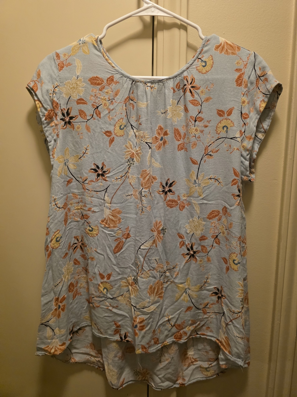 DR2 Light Blue Floral Cap-Sleeve Tunic